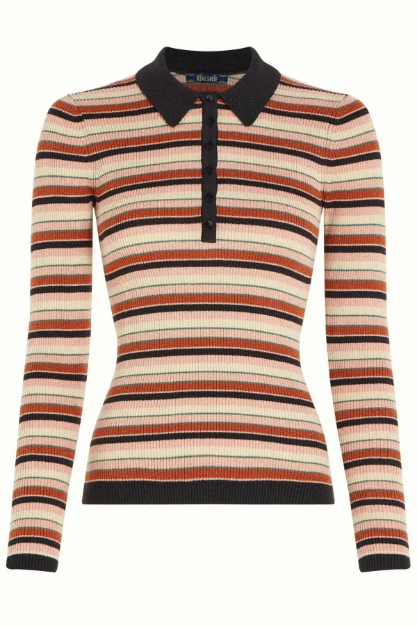 DAMES King Louie Polo Rib Top Lapis Stripe