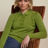 DAMES King Louie Polo Rufffle Top Lapis
